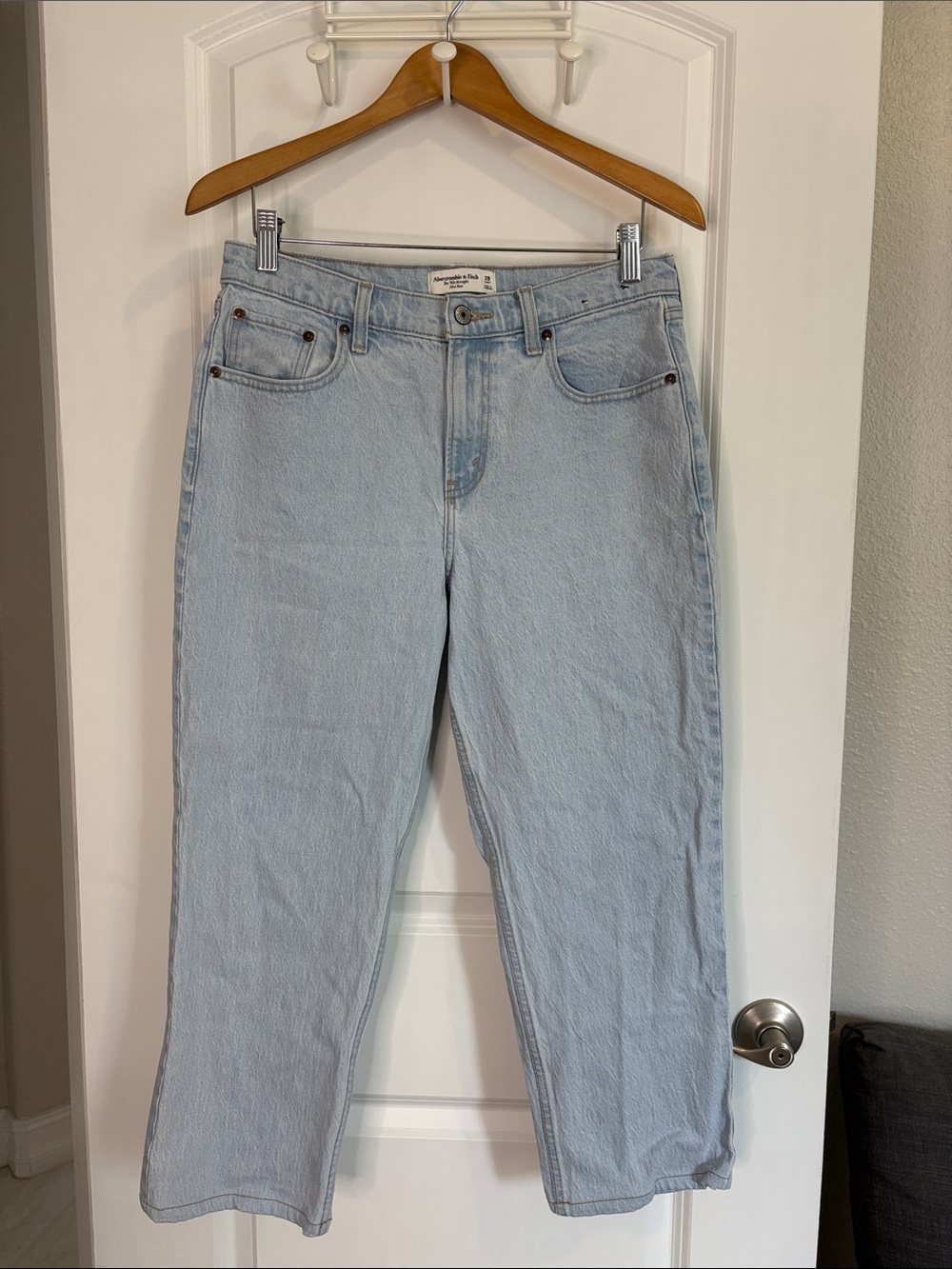 Abercrombie & Fitch The 90s Straight Mid Rise Jeans Curve Love Size 29 Short - Picture 4 of 9
